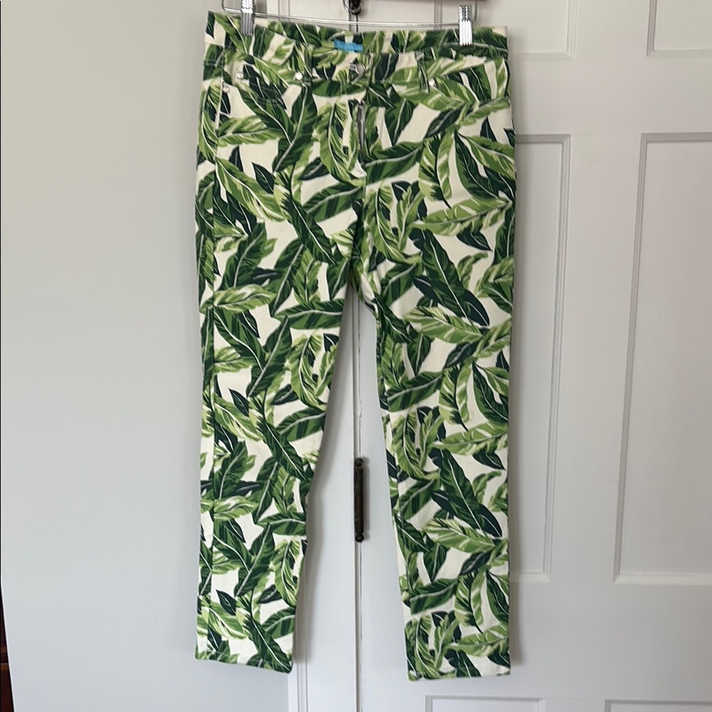 J. McLaughlin Green Leaf Print Pants